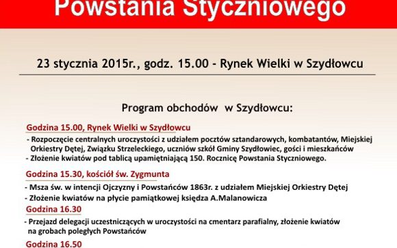Zapraszamy na Centralne Obchody 152.rocznicy Powstania Styczniowego