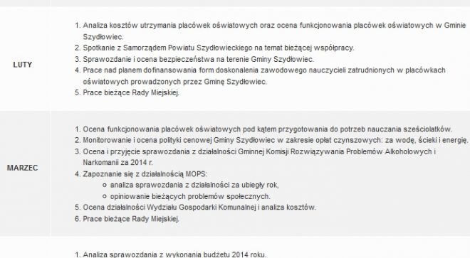 Plan pracy Rady Miejskiej i Komisji Stałych