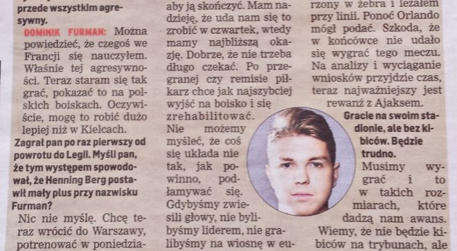 Bardzo dobry powrót Dominika Furmana na polskie boiska