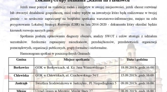 Lokalna Grupa Działania „Razem na Piaskowcu” zaprasza!