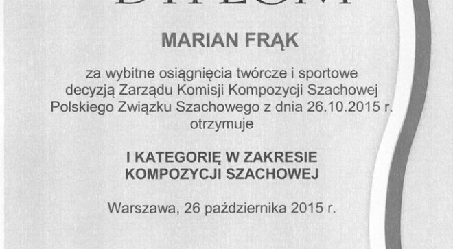 Marian Frąk z certyfikatem
