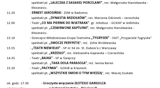 Już niebawem XXI Zamkowe Spotkania Teatralne o laur „Złotego Gargulca”