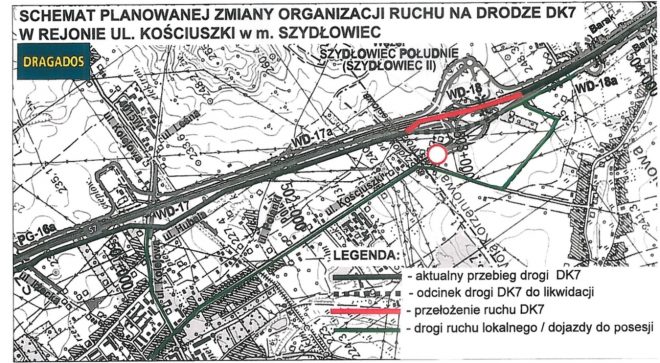 Zmiana organizacji ruchu na DK7 w kierunku Krakowa