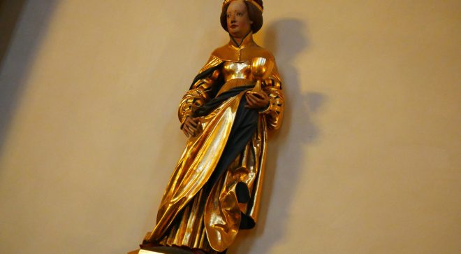 Święta Barbara, patronka górników, hutników, skalników i kamieniarzy.