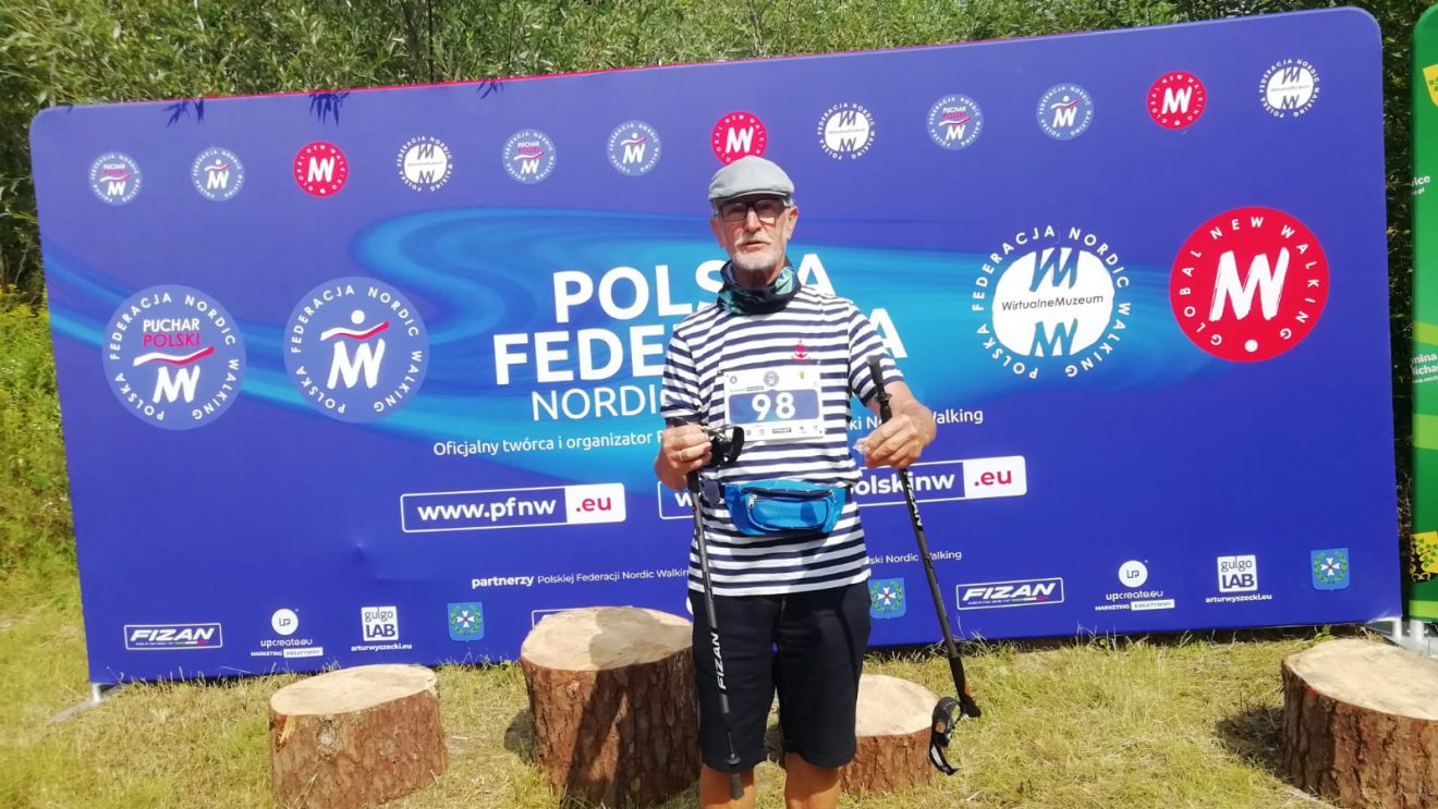 Jan Piwowarczyk na trasie Pucharu Polski nordic walking