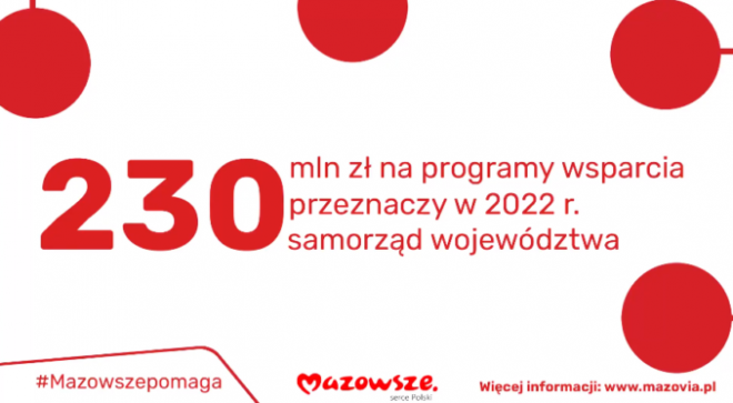 230 milionów na programy wsparcia od samorządu Mazowsza.