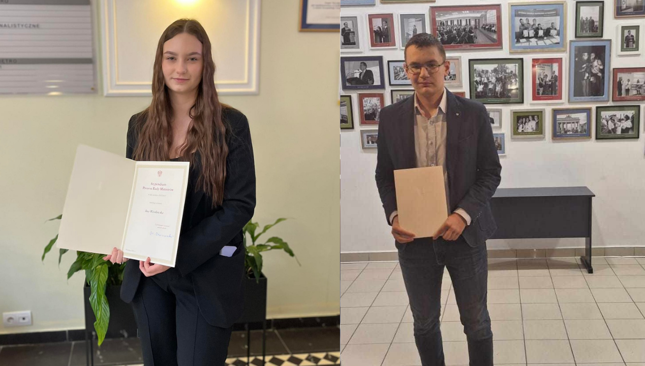 Dwójka utalentowanych stypendystów Prezesa Rady Ministrów to uczniowie Zespołu Szkół im. Korpusu Ochrony Pogranicza w Szydłowcu