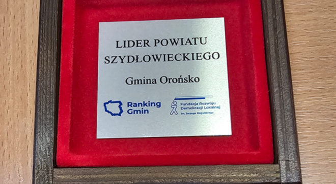 Gmina Orońsko otrzymała tytuł Lidera Powiatu Szydłowieckiego w Rankingu Gmin Województwa Mazowieckiego za 2023r
