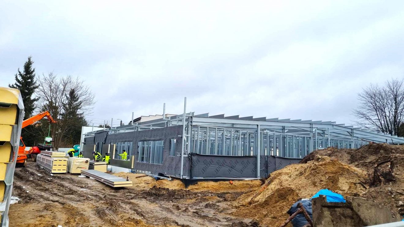 Postępy prac przy budowie nowej siedziby Przedszkola Samorządowego nr 1 im. Tęczowego Misia w Szydłowcu