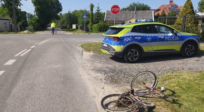 Wypadek w Lipienicach Dolnych z udziałem nietrzeźwego rowerzysty